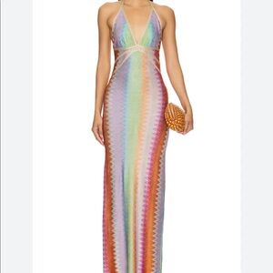 Alexis multicolor chevronknit maxi dress gown